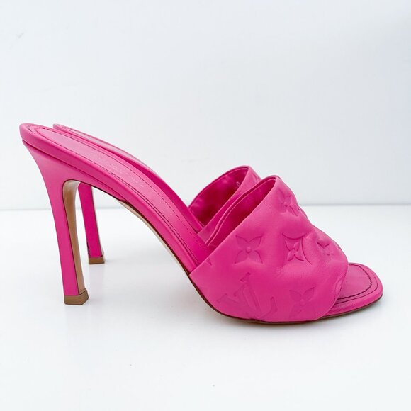 Louis Vuitton Revival Mule Monogram Pink Heel Padded Heels Sandals - Picture 3 of 16